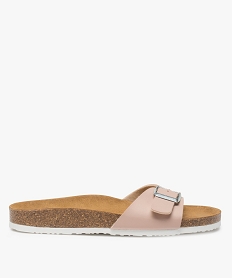 GEMO Mules femme à talon plat et large bride ajustable Rose