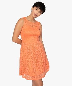 GEMO Robe femme sans manches en dentelle Orange