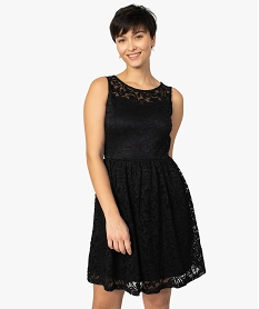 GEMO Robe femme sans manches en dentelle Noir