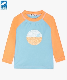 tee-shirt anti-uv bebe garcon bicolore et imprime en polyester recycle - gemo x surfrider orangeA794401_1