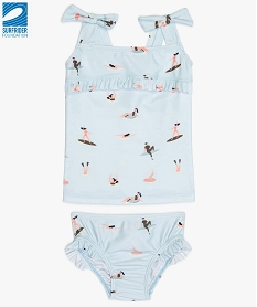 maillot de bain bebe fille 2 pieces tankini motifs surfeuses en polyester recycle - gemo x surfrider brunA794501_1