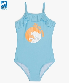 GEMO Maillot de bain fille 1 pièce à fines bretelles -  Gémo x Surfrider Bleu