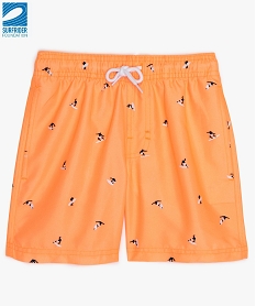 GEMO Short de bain garçon à petits motifs surfeurs -  Gémo x Surfrider Orange