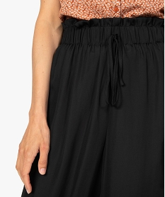 pantalon femme coupe large avec taille froncee elastiquee noirA795901_2