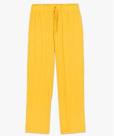 pantalon femme coupe large avec taille froncee elastiquee jaune pantalonsA796001_4