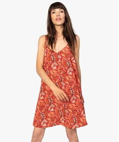 GEMO Robe femme imprimée ample et fluide à fausse boutonnière Imprimé