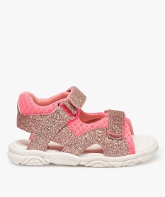 chaussures premiers pas bebe fille ouvertes a paillettes roseA796901_1