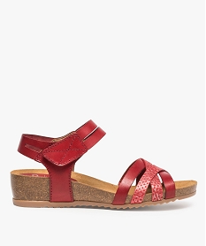 sandales confort femme avec fermeture scratch rouge sandales plates et nu-piedsA798501_1