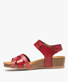 sandales confort femme avec fermeture scratch rouge sandales plates et nu-piedsA798501_3