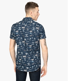 chemise homme imprimee all over a manches courtes motif palmiers bleuA799401_3