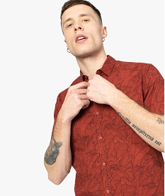 GEMO Chemise homme imprimée all over à manches courtes Rouge