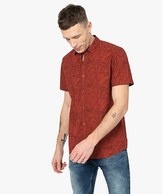 chemise homme imprimee all over a manches courtes rouge chemise manches courtesA799501_2