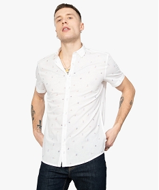 chemise homme imprimee all over a manches courtes blancA799601_1