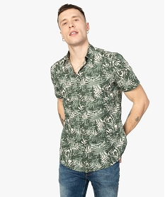 GEMO Chemise homme imprimée all over à manches courtes Vert