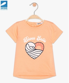 tee-shirt bebe fille imprime avec coton bio - gemo x surfrider orangeA800501_1