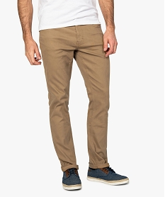 pantalon homme 5 poches straight en toile extensible brun pantalons de costumeA804301_1