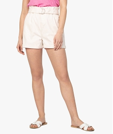 GEMO Short femme ample à taille froncée Blanc