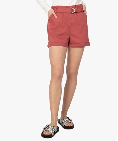 GEMO Short femme ample à taille froncée Brun