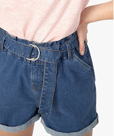 short en jean femme large a taille haute grisA805001_2