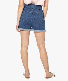 short en jean femme large a taille haute gris shortsA805001_3