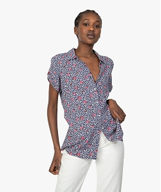 chemise femme a manches courtes imprimee imprime chemisiersA805101_1