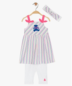 GEMO Ensemble bébé fille 3 pièces : robe + legging + bandeau - Lulu Castagnette Imprimé