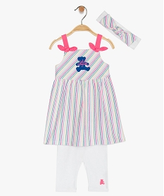 GEMO Ensemble bébé fille 3 pièces : robe + legging + bandeau - Lulu Castagnette Imprimé