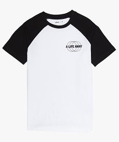 tee-shirt garcon avec manches courtes contrastantes blancA805901_1