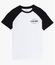 GEMO Tee-shirt garçon avec manches courtes contrastantes blanc chine