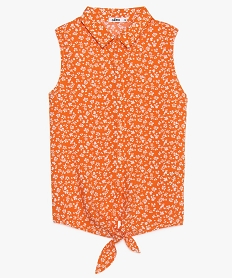 GEMO Blouse fille sans manches à nouer sur lavant Orange