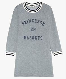 robe fille forme sweat-shirt avec inscriptions pailletees grisA815401_1