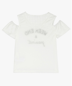 tee-shirt fille a manches courtes avec epaules denudees blanc tee-shirtsA815501_2