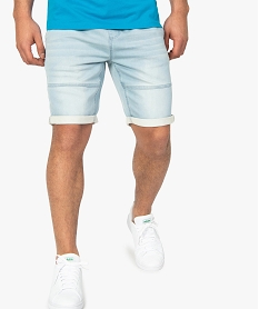 GEMO Bermuda homme en toile fine aspect denim Bleu