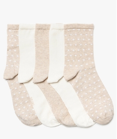 GEMO Chaussettes femme à motifs pois (lot de 5) beige standard