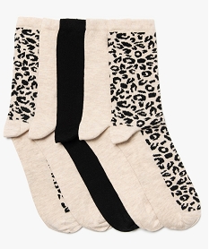 chaussettes femme tige haute motif animalier jaune standard chaussettesA816501_1