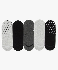 GEMO Chaussettes femme ultra-courtes à pois (lot de 5) Noir