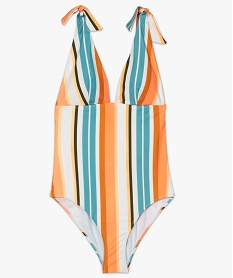 maillot de bain femme une piece en polyester recycle - gemo x surfrider imprime maillots de bain triangleA819101_4