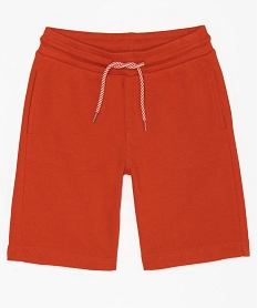 GEMO Bermuda garçon en maille piquée avec taille élastiquée rouge standard