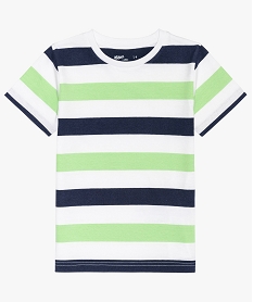 GEMO Tee-shrit garçon à rayures multicolores avec du coton bio vert standard
