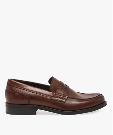 mocassins homme unis a enfiler semelle interieure cuir dessus cuir lisse brun mocassins et chaussures bateauxA820301_1