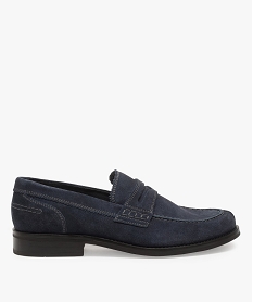 mocassins homme unis a enfiler semelle interieure cuir dessus cuir suede bleu mocassins et chaussures bateauxA820401_1