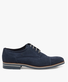 derbies homme dessus en cuir velours et bout perfore bleu chaussures de villeA820601_1