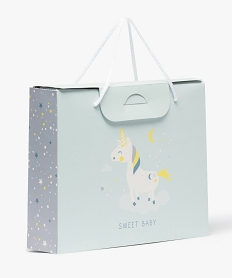 boite cadeau bebe avec motif licorne en papier recycle vertA821101_1