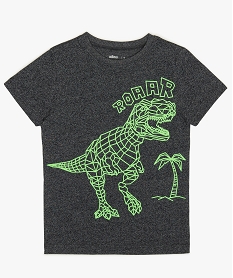 GEMO Tee-shirt garçon chiné avec grand motif fluo Bleu
