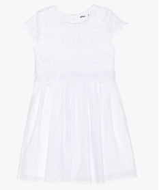 GEMO Robe fille effet 2-en-1 dentelle et tulle Blanc