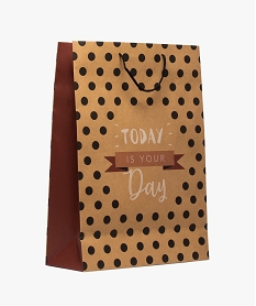 sac cadeau en papier kraft recycle imprime pois brunA824501_1