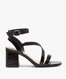 GEMO Sandales femme à talon carré et bride cheville noir standard