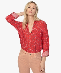 GEMO Blouse femme fluide à motifs et col v à boutons Imprimé