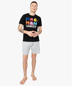 GEMO Pyjashort homme en coton - Pac-Man Noir