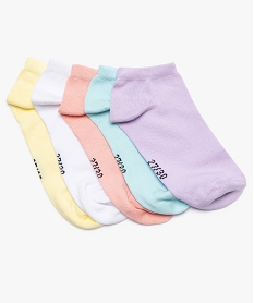 GEMO Chaussettes fille ultra courtes unies (lot de 5) coloris assortis